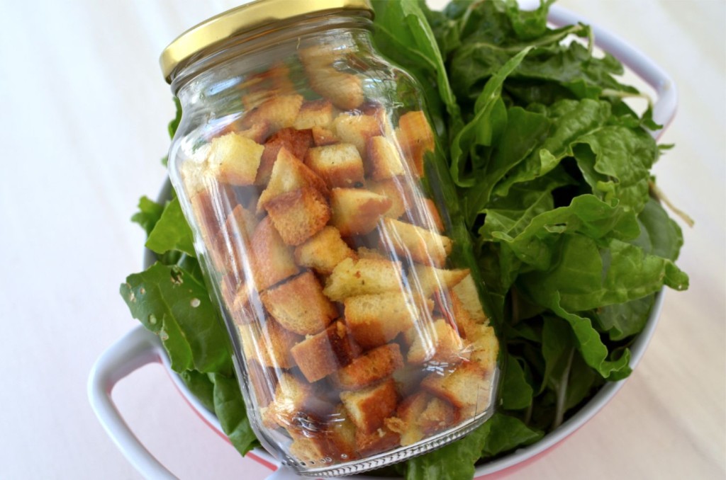 Make homemade croutons to enhance a salad or soup