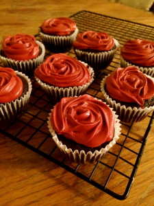 Bouquet of rose cupcakes